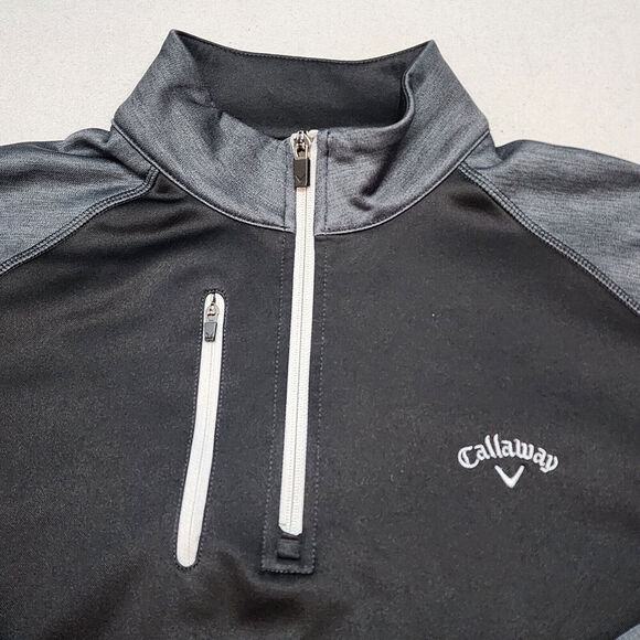Calloway 1/4 Zip Long Sleeve Pullover Black Chest Zip Polyester Stretch Sz M - Picture 4 of 6